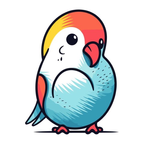 Cute cartoon parrot. Vector illustration. Isolated on white back