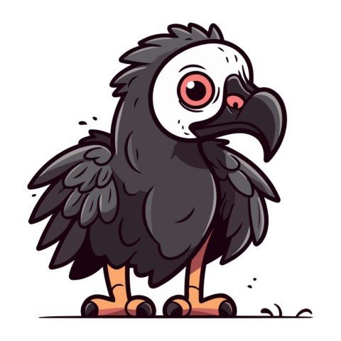 Illustration of a Cute Vulture Bird on a White Background