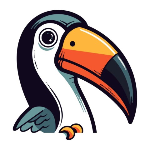 Cute toucan cartoon vector illustration. Isolated on white backg