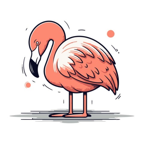 Flamingo. Vector illustration. Isolated on white background.