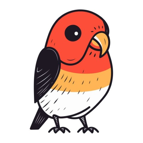 Hand drawn vector illustration of a cute parrot isolated on whit