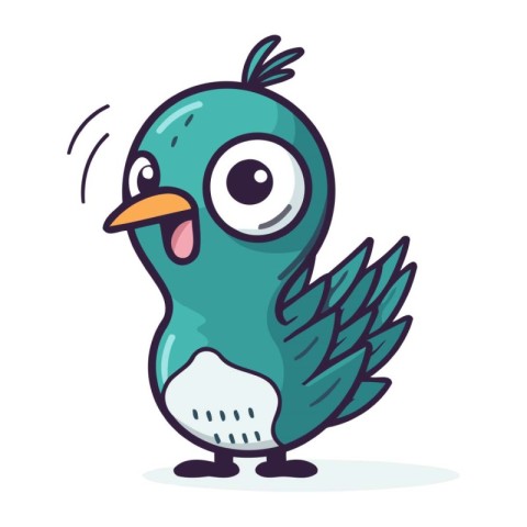 Cute cartoon doodle bird. Vector illustration isolated on white