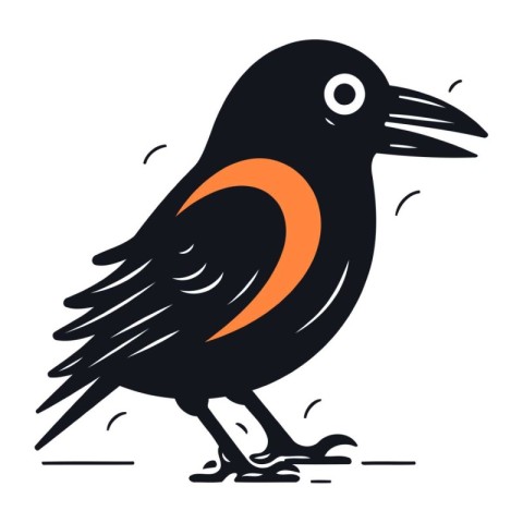 Crow. Vector illustration of a bird in a flat style.