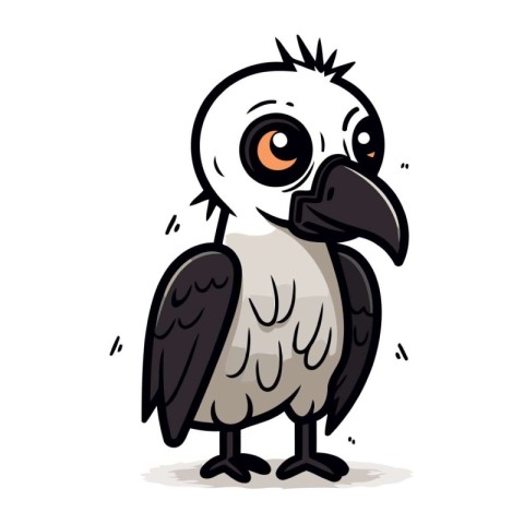 Cute cartoon vulture. Vector illustration isolated on white back