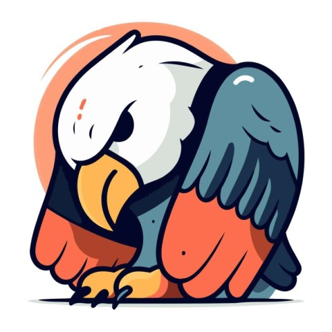 Illustration of an american bald eagle in cartoon style on white