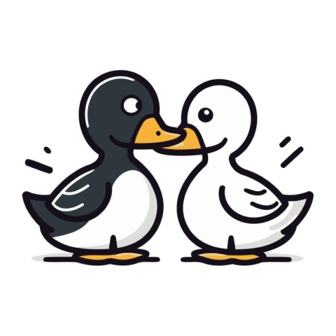 Duck couple cartoon doodle vector icon. Hand drawn vector illust