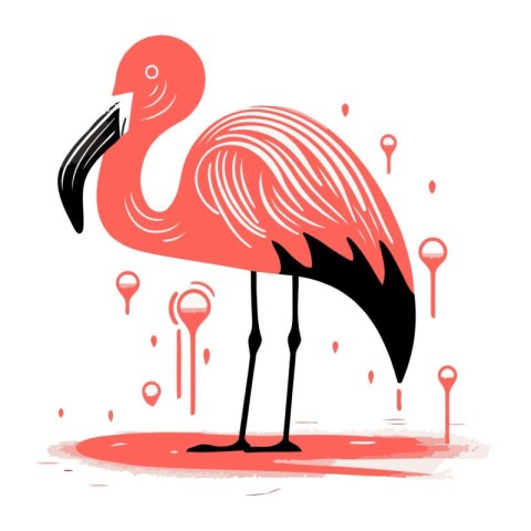 Flamingo on a white background. Vector illustration of a flaming