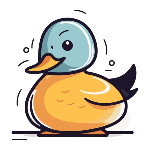 Cute duck cartoon. Vector illustration. Isolated on white backgr