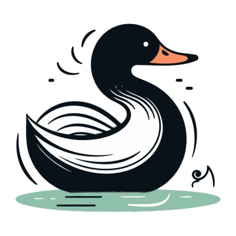 Duck swimming on the water. Vector illustration in flat style.