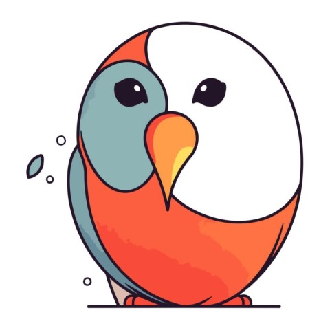 Cute cartoon parrot on white background. Vector illustration for