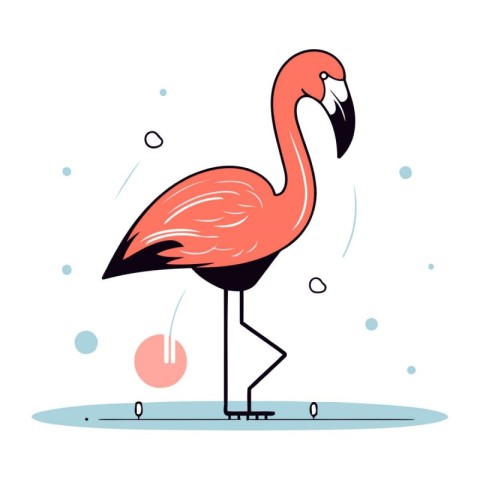 Flamingo. Vector illustration in flat style on white background.