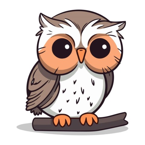 Owl cartoon character isolated on a white background. Vector ill