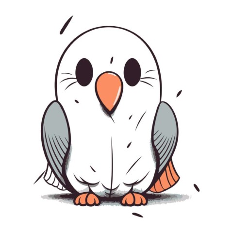 Illustration of a cute cartoon parrot on a white background.