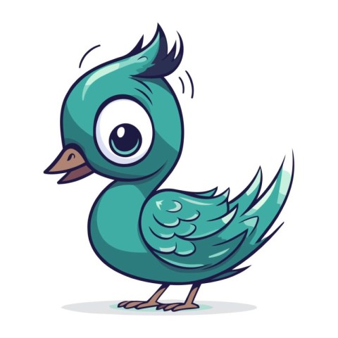 Cute cartoon bird. Vector illustration. Isolated on white backgr