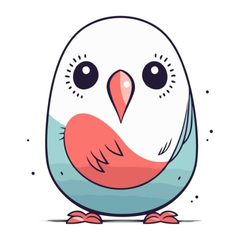 Cute cartoon parrot bird. Vector illustration on white backgroun