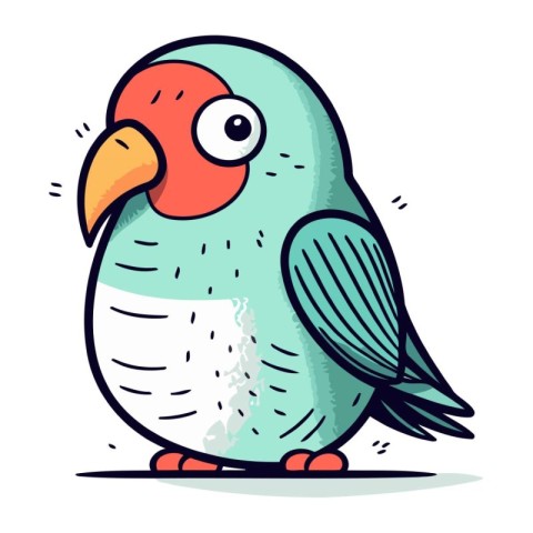 Cute parrot. Hand drawn vector illustration in cartoon style.