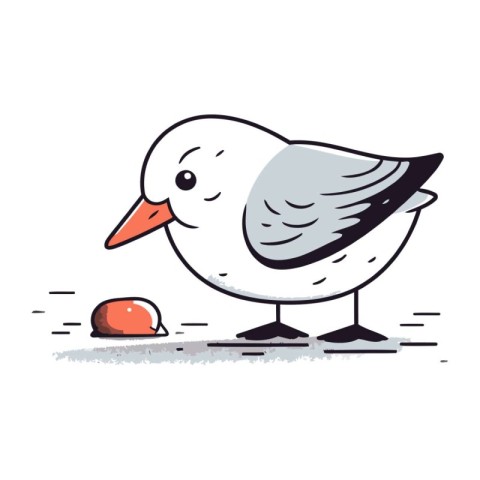 Vector illustration of a cute cartoon seagull with an egg.