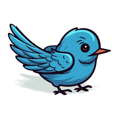 Vector illustration of a cartoon blue bird. Isolated on white ba