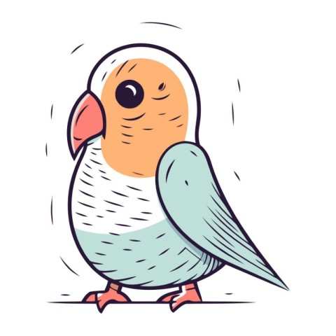 Cute doodle parrot. Hand drawn vector illustration.