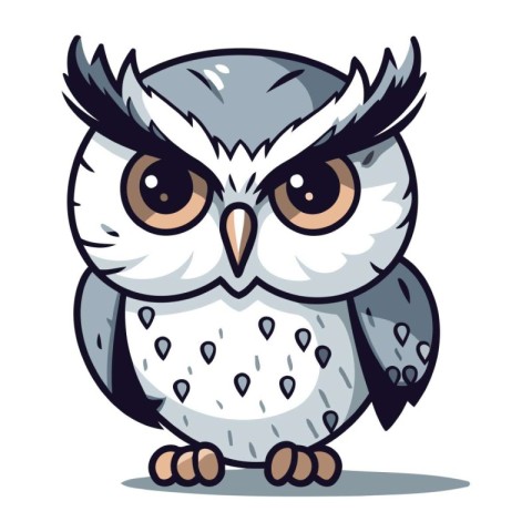 Owl isolated on white background. Cute cartoon vector illustrati