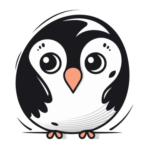 Cute cartoon penguin. Vector illustration isolated on white back