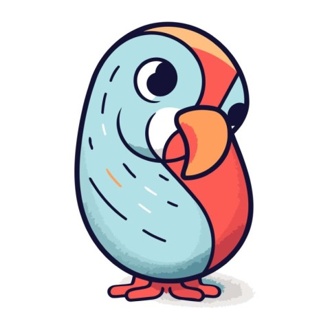 Cute cartoon parrot. Vector illustration isolated on white backg