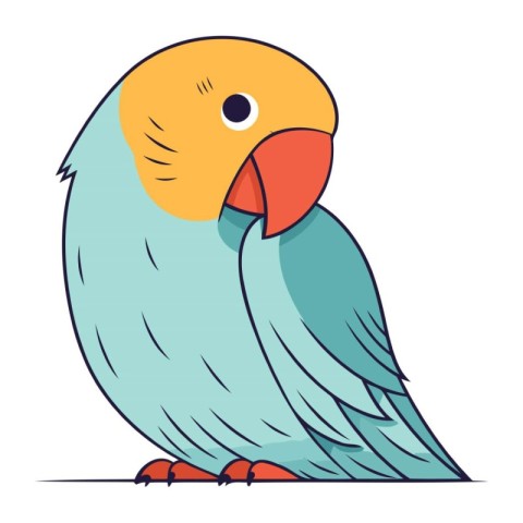 Parrot isolated on white background. Vector illustration in cart