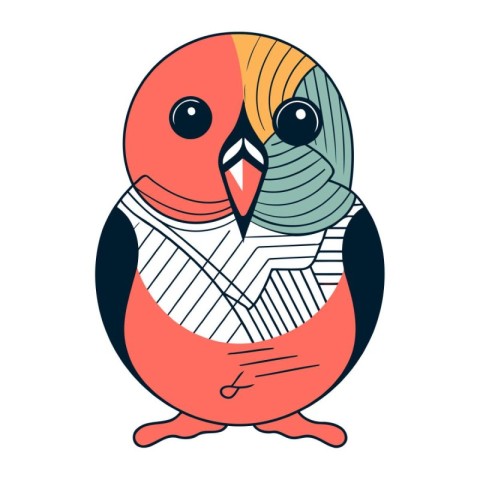 Cute cartoon penguin in a shirt and tie. Vector illustration.