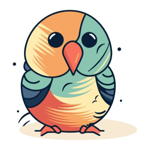 Cute cartoon parrot. Vector illustration isolated on white backg