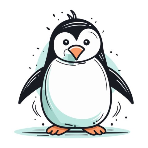 Cute cartoon penguin. Vector illustration isolated on white back