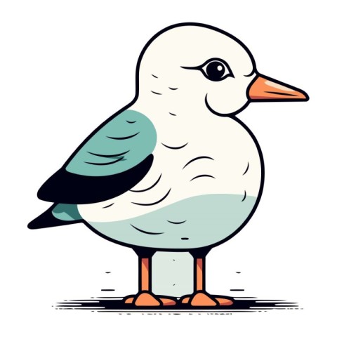 Cartoon seagull. Vector illustration isolated on white backgroun