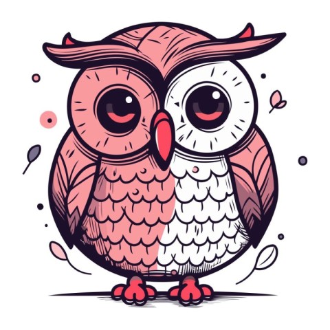 Cute cartoon owl. Vector illustration isolated on a white backgr