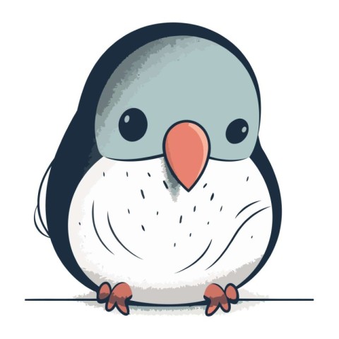 Cute penguin isolated on a white background. Vector illustration