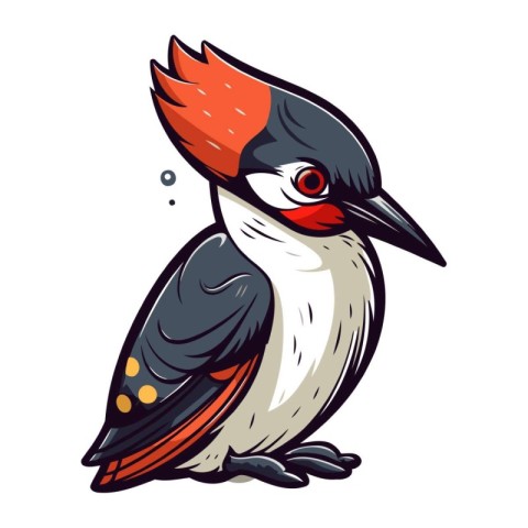 Vector illustration of a great spotted woodpecker in cartoon sty