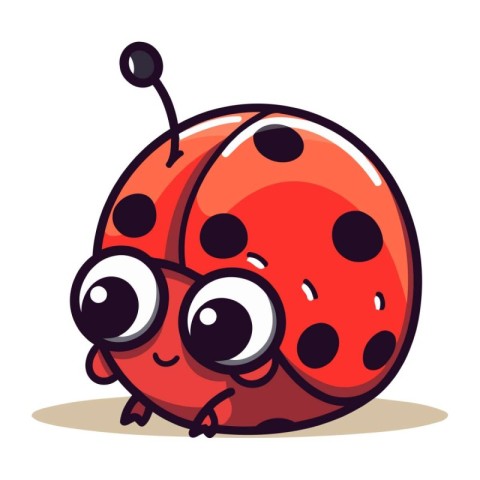 Cute cartoon ladybug with big eyes. Vector illustration isolated