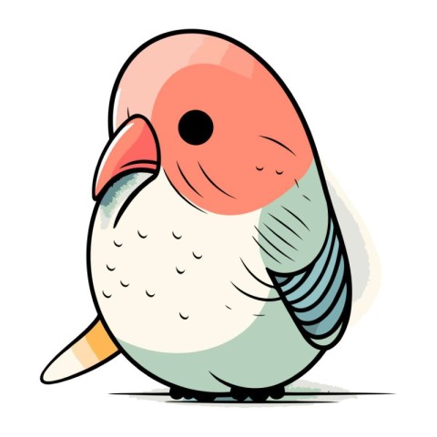 Illustration of a cute cartoon parrot on a white background.