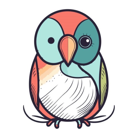 Cute cartoon parrot on a white background. Vector illustration.