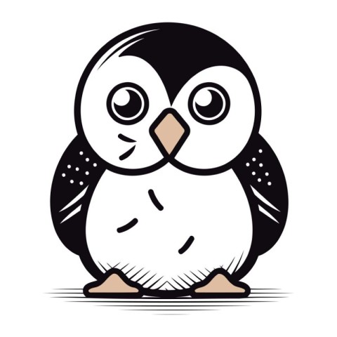 Cute penguin isolated on a white background. Vector illustration