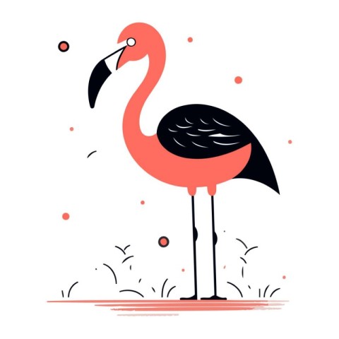 Flamingo. Vector illustration. Isolated on a white background.