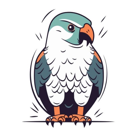 Vector illustration of an eagle on white background. Bird in car