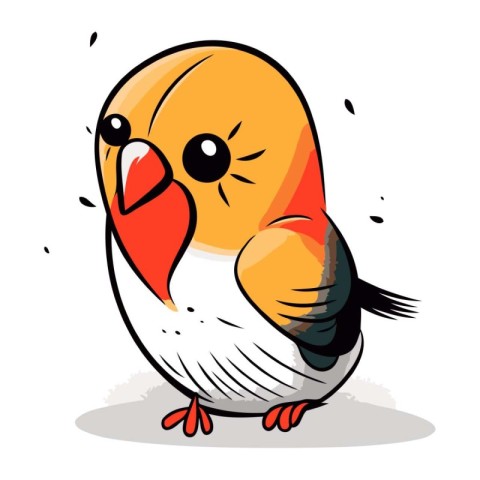 Vector illustration of cute cartoon red finch on white backgroun