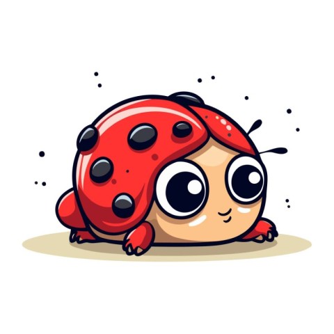 Cartoon cute ladybug isolated on white background. Vector illust