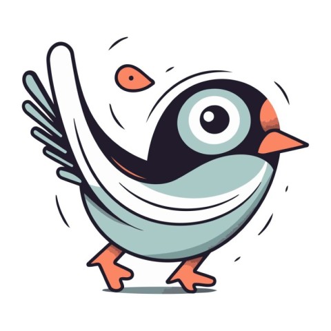 Cute cartoon bird with big eyes. Vector illustration isolated on