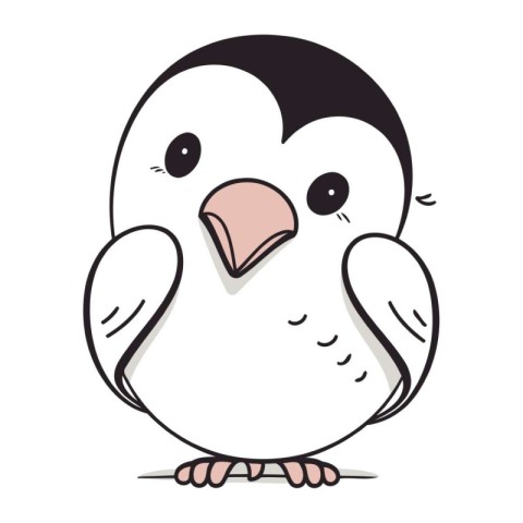 Cute penguin isolated on a white background. Vector illustration