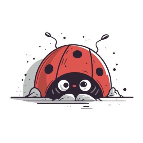 Cute cartoon ladybug isolated on white background. Vector illust