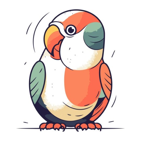 Cute parrot. Hand drawn vector illustration in cartoon style.