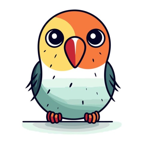 Cute cartoon parrot. Vector illustration. Isolated on white back