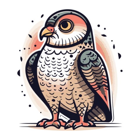 Vector illustration of a peregrine falcon in cartoon style.