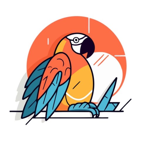 Parrot flat line icon. Vector illustration of parrot on white ba