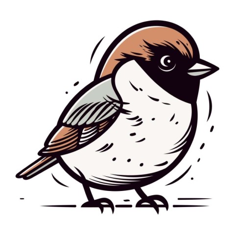 Vector illustration of a sparrow isolated on a white background.